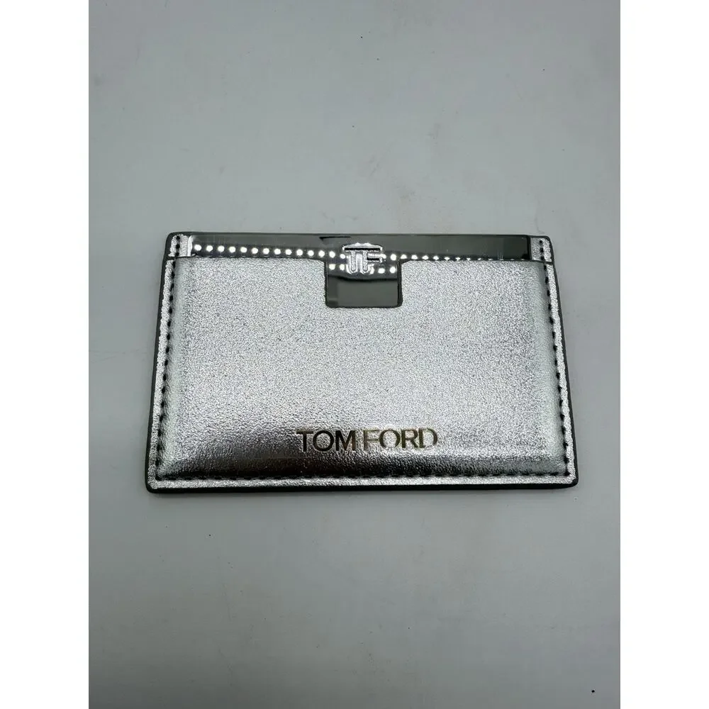 Tom Ford Pocket Mirror With Card Case Wallet Holder Silver